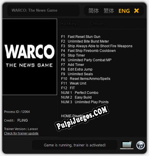 WARCO: The News Game: Trainer +15 [v1.9]