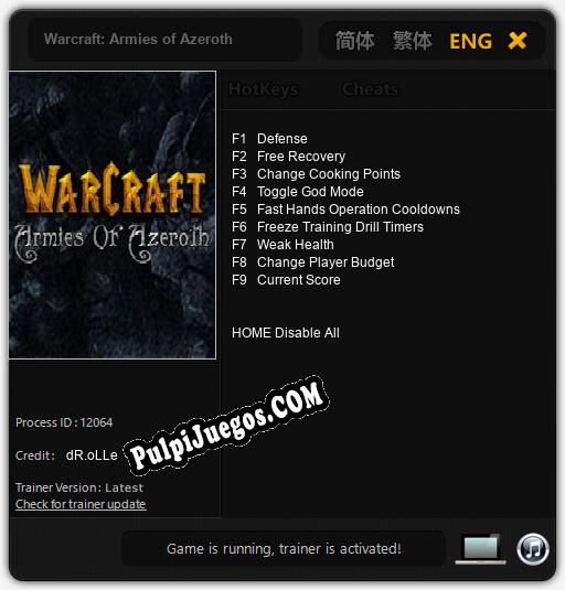 Warcraft: Armies of Azeroth: Treinador (V1.0.87)