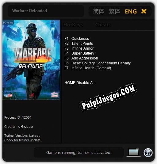 Warfare: Reloaded: Trainer +7 [v1.1]