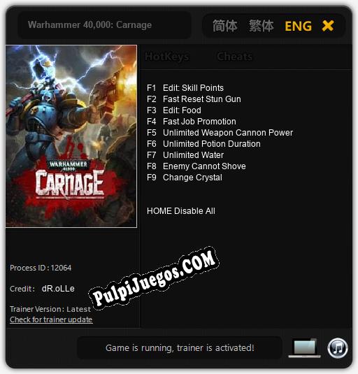 Entrenador liberado a Warhammer 40,000: Carnage [v1.0.4]