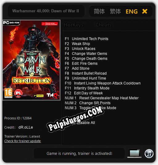 Warhammer 40,000: Dawn of War II Retribution: Cheats, Trainer +15 [dR.oLLe]