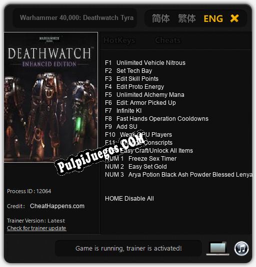 Warhammer 40,000: Deathwatch Tyranid Invasion: Cheats, Trainer +15 [CheatHappens.com]