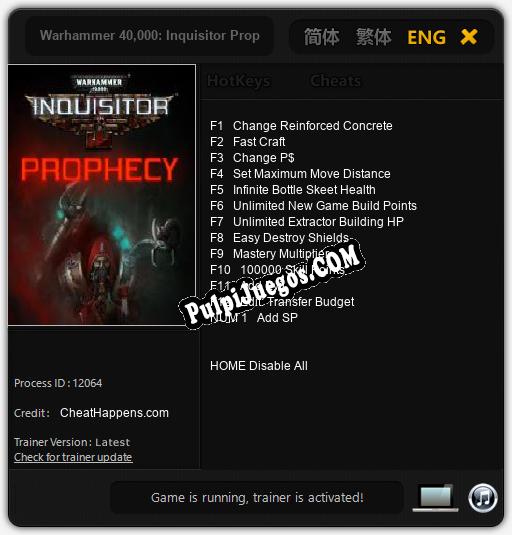 Warhammer 40,000: Inquisitor Prophecy: Cheats, Trainer +13 [CheatHappens.com]