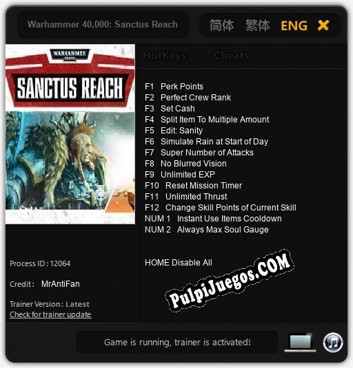 Warhammer 40,000: Sanctus Reach: Trainer +14 [v1.8]