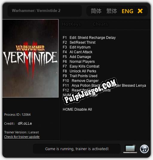 Entrenador liberado a Warhammer: Vermintide 2 [v1.0.1]