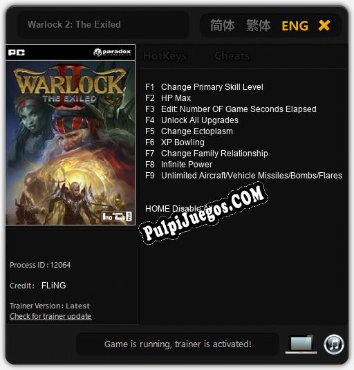 Warlock 2: The Exiled: Treinador (V1.0.87)