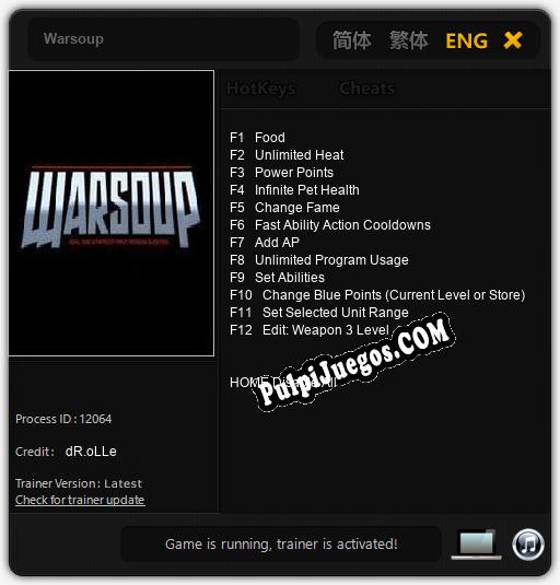 Warsoup: Cheats, Trainer +12 [dR.oLLe]