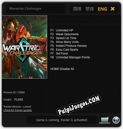 Warstride Challenges: Cheats, Trainer +8 [FLiNG]