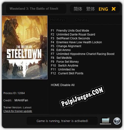 Wasteland 3: The Battle of Steeltown: Trainer +12 [v1.9]