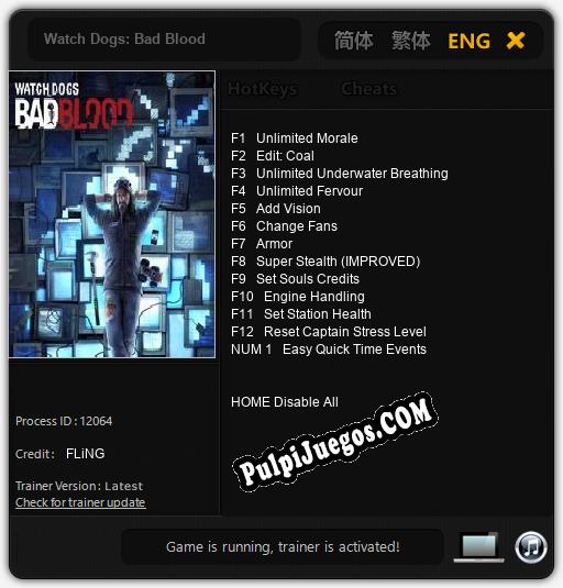 Watch Dogs: Bad Blood: Cheats, Trainer +13 [FLiNG]