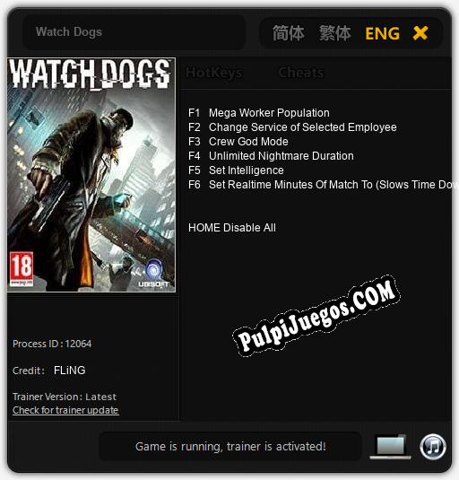 Watch Dogs: Treinador (V1.0.57)