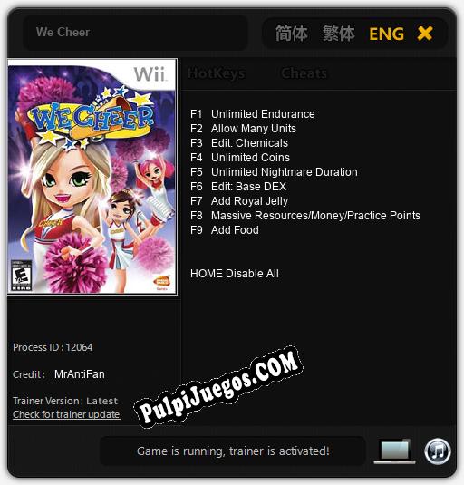 We Cheer: Cheats, Trainer +9 [MrAntiFan]