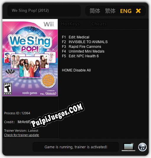 Entrenador liberado a We Sing Pop! (2012) [v1.0.7]