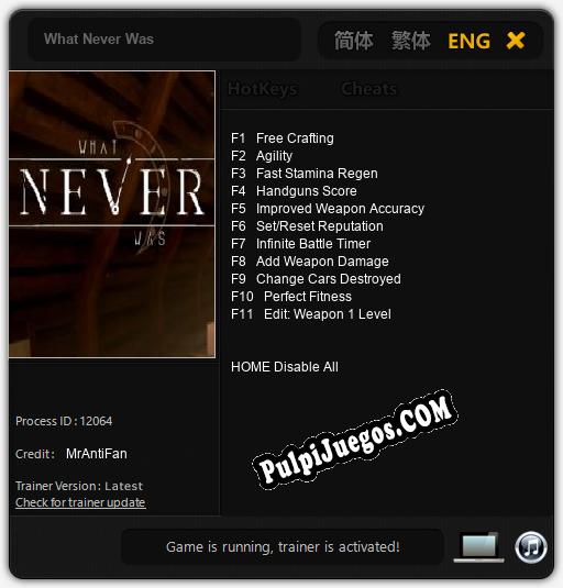 What Never Was: Trainer +11 [v1.3]