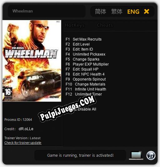 Wheelman: Trainer +12 [v1.3]