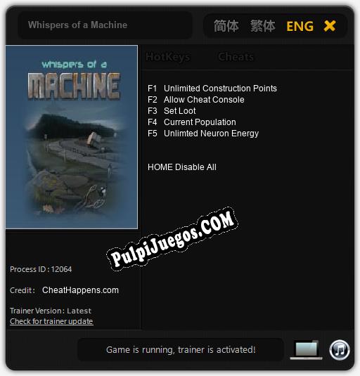 Whispers of a Machine: Cheats, Trainer +5 [CheatHappens.com]