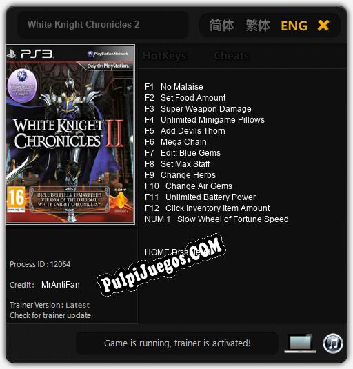 White Knight Chronicles 2: Treinador (V1.0.14)