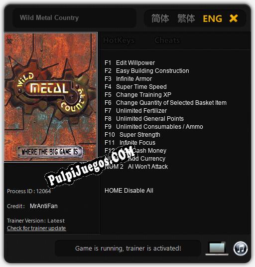 Wild Metal Country: Trainer +14 [v1.2]