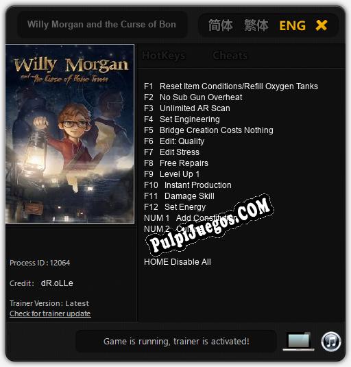 Willy Morgan and the Curse of Bone Town: Cheats, Trainer +14 [dR.oLLe]