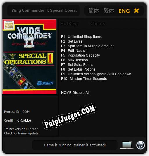 Wing Commander II: Special Operations 1: Trainer +10 [v1.3]