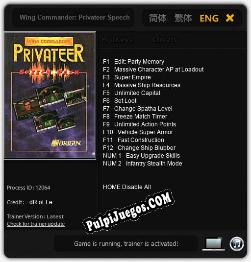 Wing Commander: Privateer Speech Pack: Cheats, Trainer +14 [dR.oLLe]