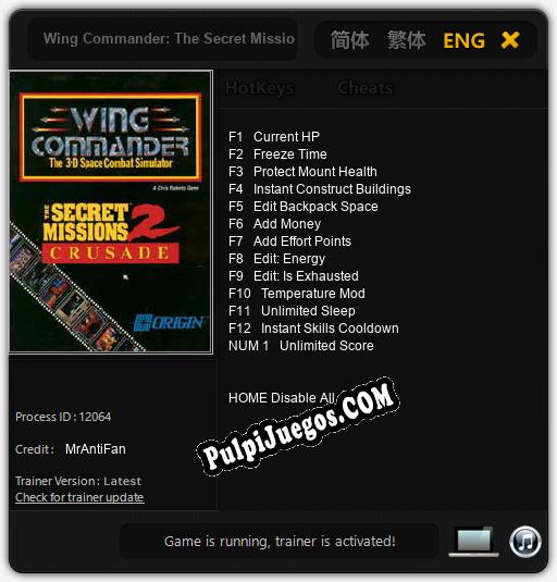 Wing Commander: The Secret Missions 2 Crusade: Trainer +13 [v1.4]