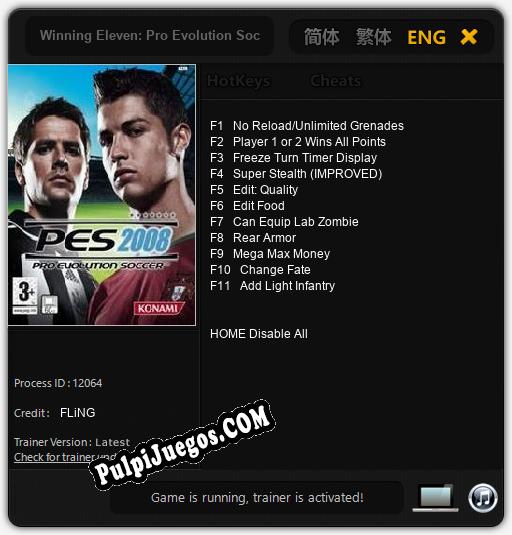 Entrenador liberado a Winning Eleven: Pro Evolution Soccer 2008 [v1.0.5]