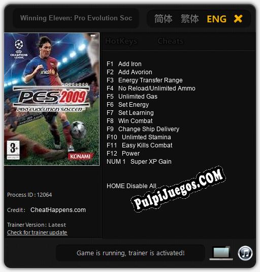 Entrenador liberado a Winning Eleven: Pro Evolution Soccer 2009 [v1.0.7]