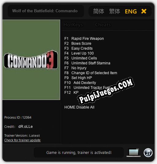 Wolf of the Battlefield: Commando 3: Cheats, Trainer +12 [dR.oLLe]