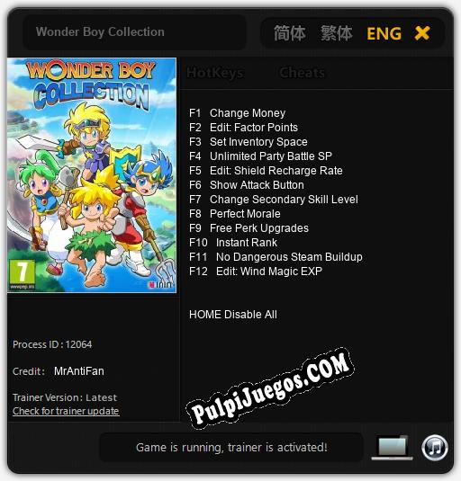 Entrenador liberado a Wonder Boy Collection [v1.0.8]