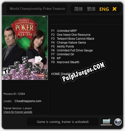 World Championship Poker Featuring Howard Lederer: All In: Cheats, Trainer +9 [CheatHappens.com]