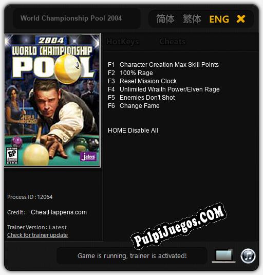 World Championship Pool 2004: Trainer +6 [v1.6]