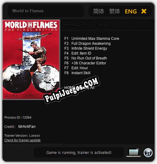 World in Flames: Trainer +8 [v1.1]