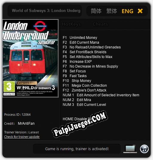 Entrenador liberado a World of Subways 3: London Underground [v1.0.3]