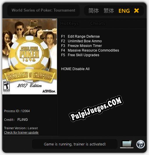 World Series of Poker: Tournament of Champions: Treinador (V1.0.75)