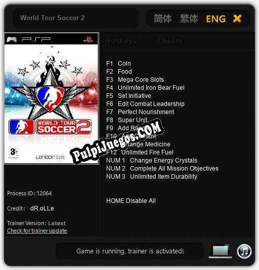 World Tour Soccer 2: Trainer +15 [v1.5]