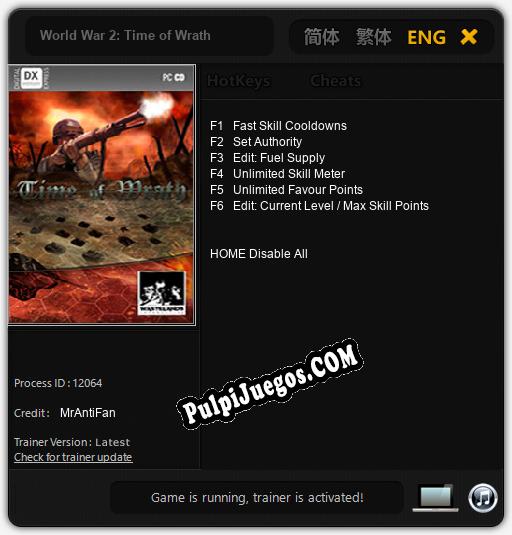 Entrenador liberado a World War 2: Time of Wrath [v1.0.6]