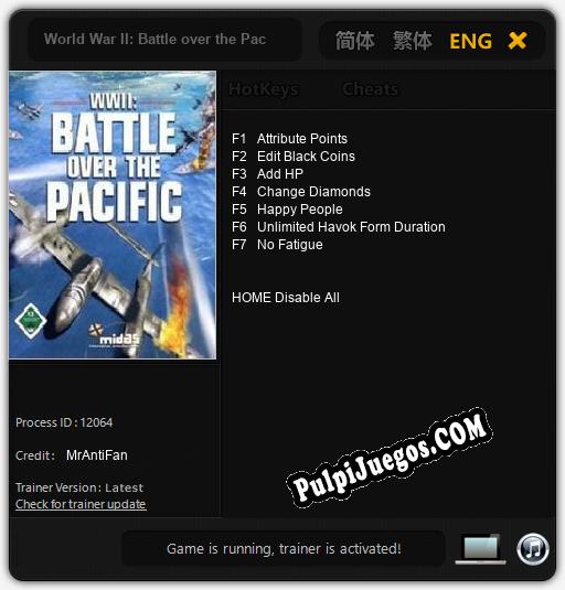 World War II: Battle over the Pacific: Trainer +7 [v1.6]