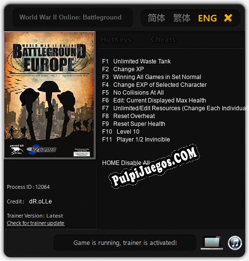 Entrenador liberado a World War II Online: Battleground Europe [v1.0.4]