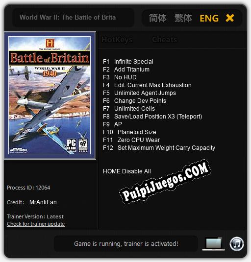 World War II: The Battle of Britain: Cheats, Trainer +12 [MrAntiFan]