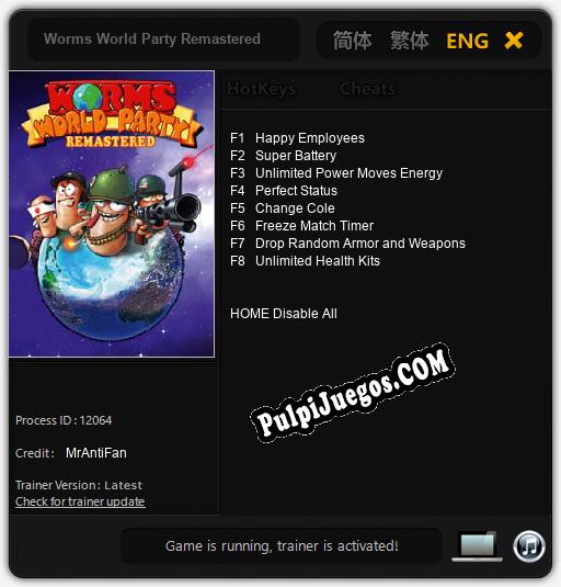 Entrenador liberado a Worms World Party Remastered [v1.0.5]