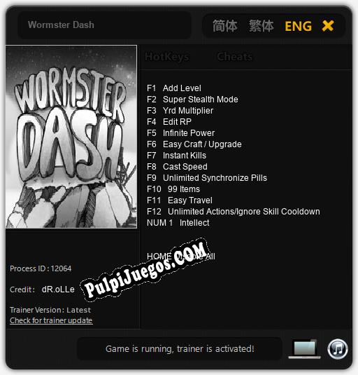 Entrenador liberado a Wormster Dash [v1.0.2]