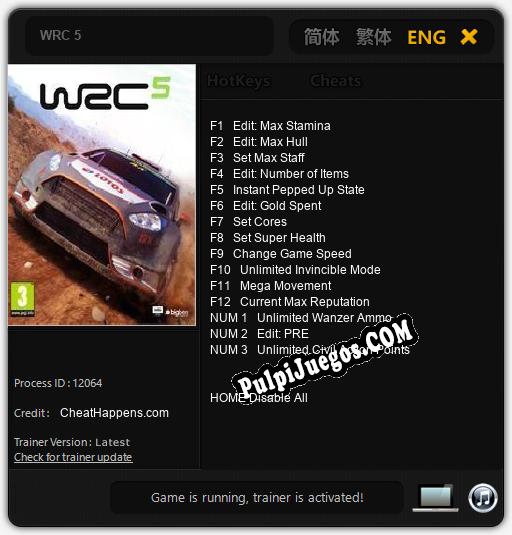 WRC 5: Cheats, Trainer +15 [CheatHappens.com]