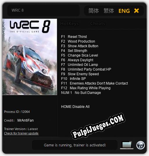 WRC 8: Treinador (V1.0.74)