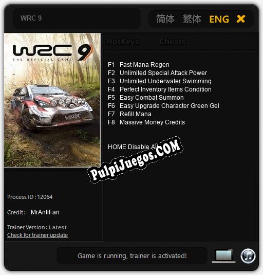 WRC 9: Trainer +8 [v1.1]