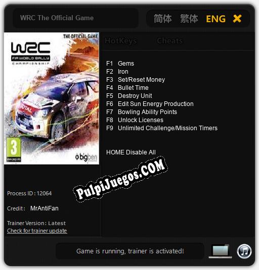 WRC The Official Game: Cheats, Trainer +9 [MrAntiFan]