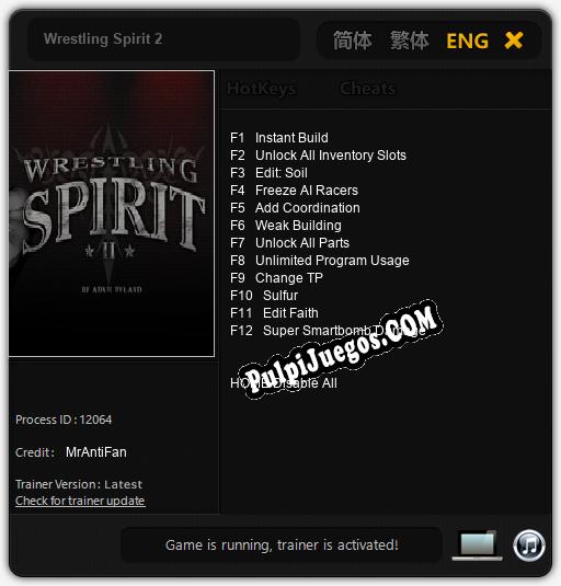 Wrestling Spirit 2: Cheats, Trainer +12 [MrAntiFan]