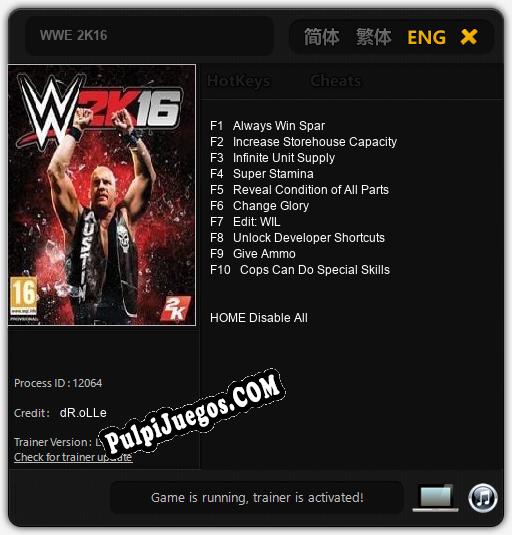 WWE 2K16: Treinador (V1.0.72)