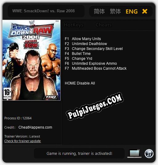 WWE SmackDown! vs. Raw 2008: Trainer +7 [v1.4]