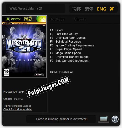 WWE WrestleMania 21: Cheats, Trainer +9 [FLiNG]